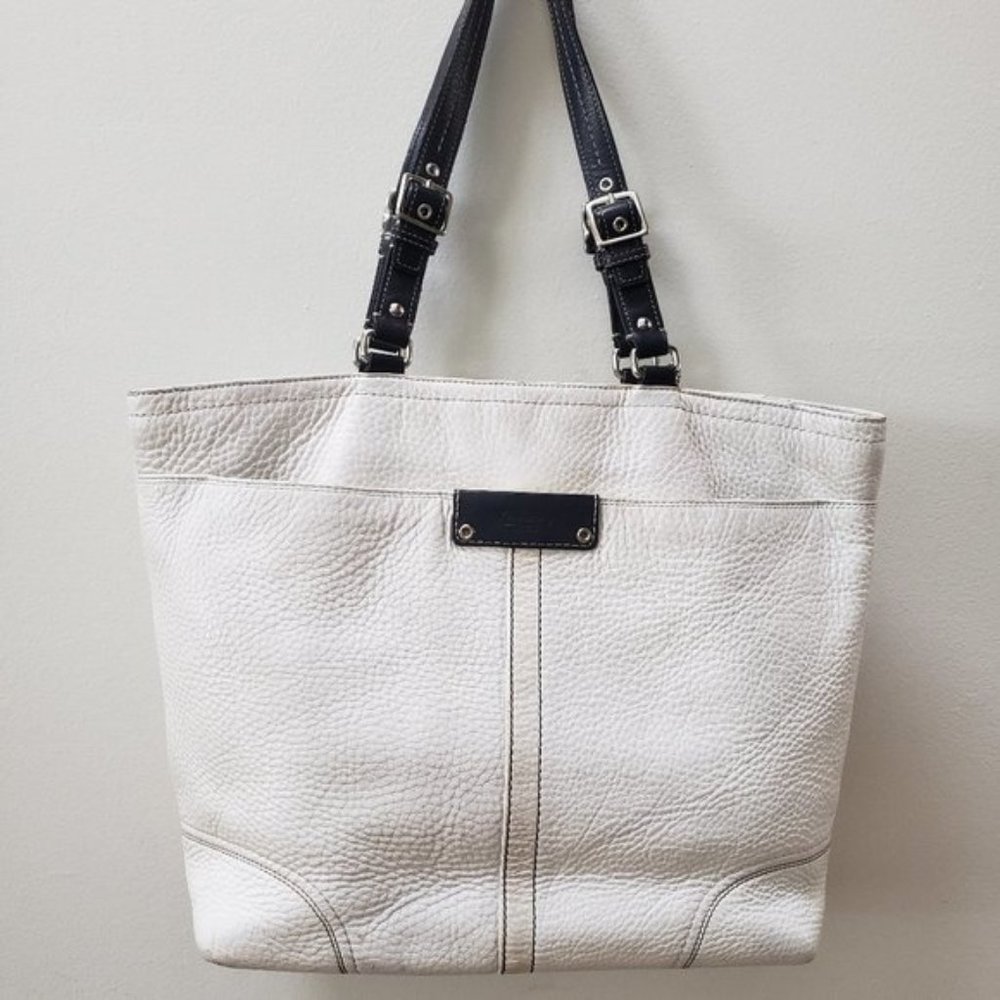 Coach Hamilton Off-White and Black Leather Tote Bag M0873-F13083